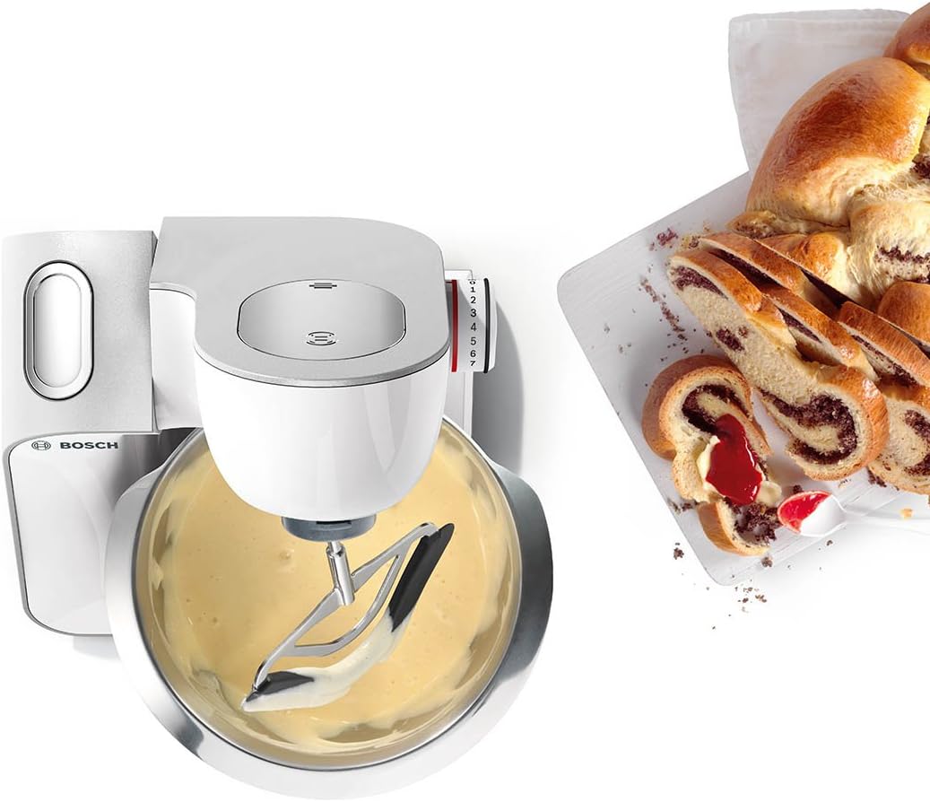 Кухненски робот Bosch MUM54251, 900 W, 7 скорости, купа 3.9 л, Блендер 1.25 л, Бял