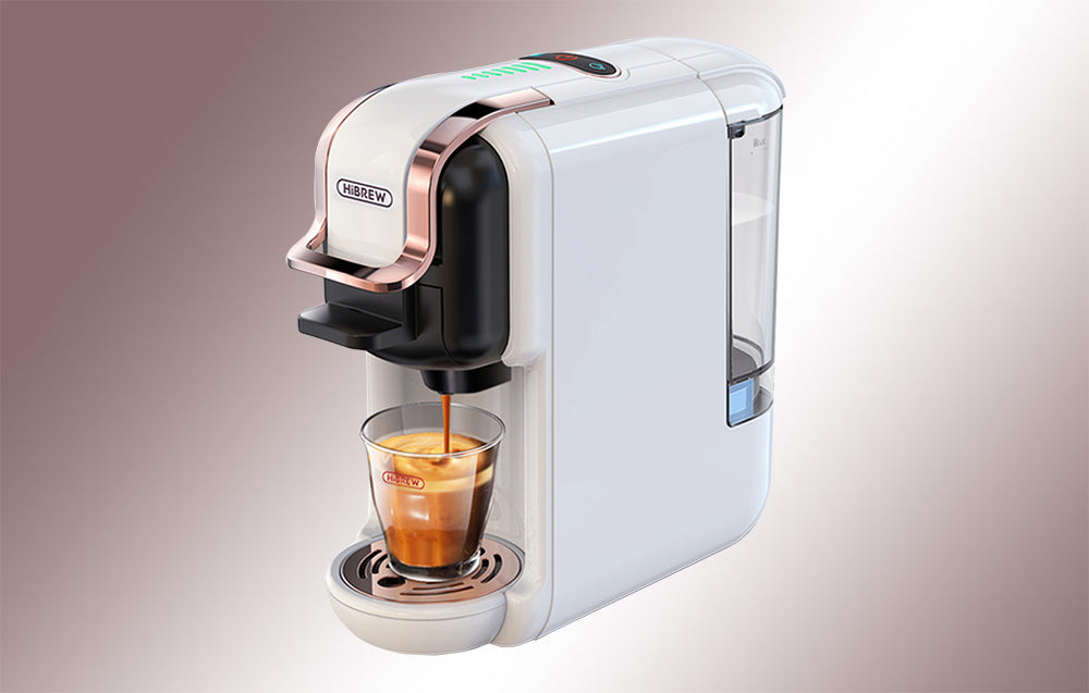 Мултифункционална 5 в 1 Еспресо Кафемашина Hibrew за мляно кафе, капсули Nespresso, Dolce Gusto, Lavazza, Ese pods, K-cup, 1450 w, 19 bar, Бял