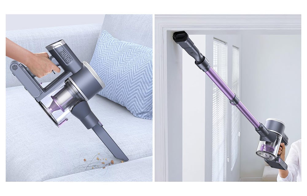 Безжична вертикална прахосмукачка Lubluelu 202, 220 W, HEPA филтър, Лилав