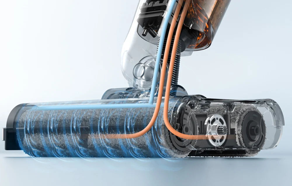 Вертикална прахосмукачка с функция за моп Deerma DEM-VX20W, 420W, Капацитет 500/600ml, IPX4, Бял