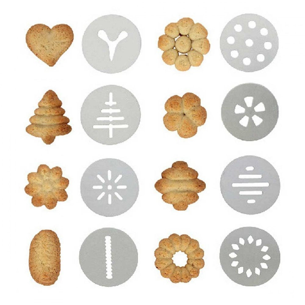 Шприц за сладки KingHoff 1363, 21х17 cm, 8 шаблона, 8 накрайника, Инокс