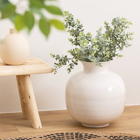 Ваза atmosphera Kian, 34 cm, Емайлиран метал, Бял