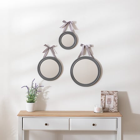 Сет огледалa с панделка atmosphera Alexia, 3бр, Сив