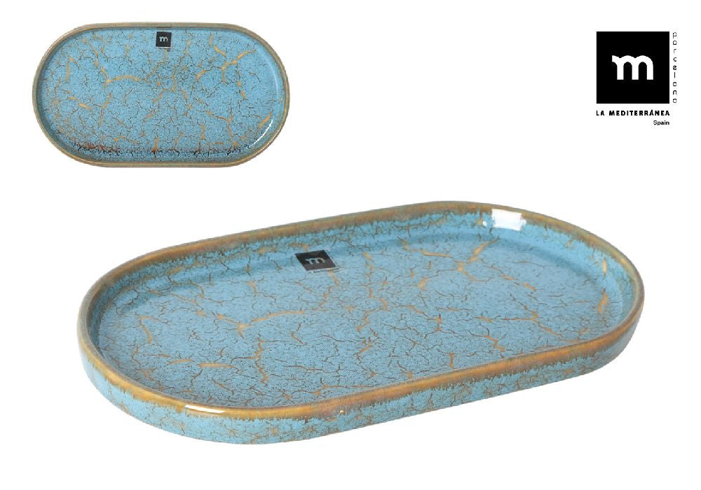 Плато овал LA MEDITERRANEA Scratch Blue, Порцелан