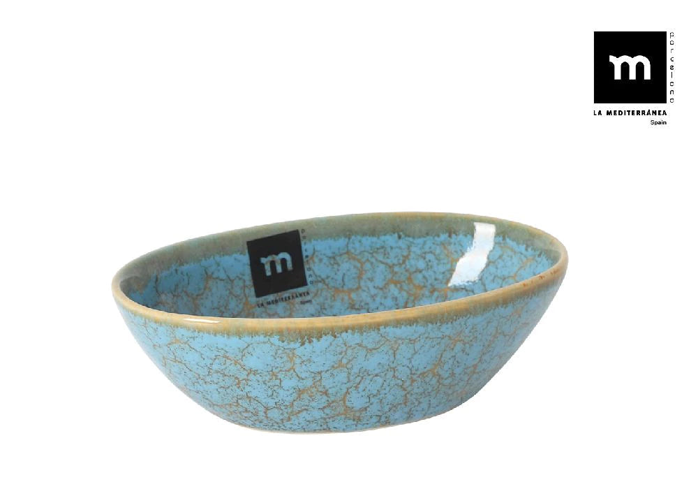 Купа овал LA MEDITERRANEA Scratch Blue, 14x9x4 cm, Порцелан