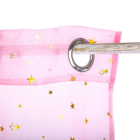Детска прозрачна завеса atmosphera със звезди 140х250см, Розов