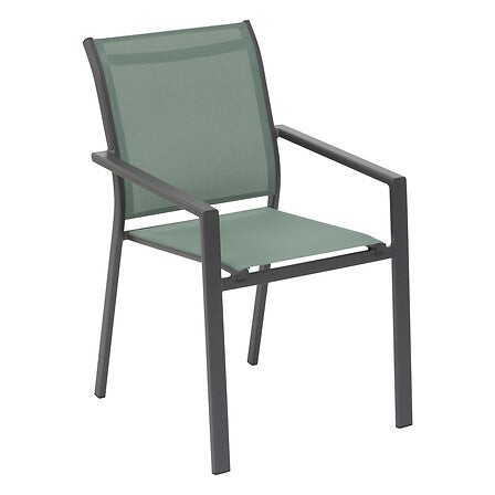 Essentia olive graphite stacking aluminium dining chair