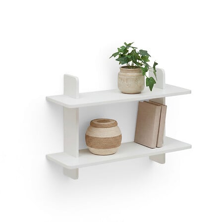 Стенен рафт 2 нива Five Fixy, MDF, Бял, 60 cm