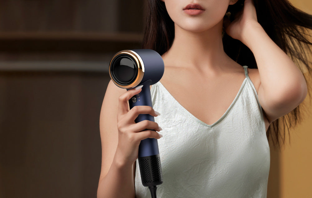 Сешоар Deerma DEM-CF50, 1400W, Въздух , Негативни Йони, 11 Режима, Тъмносин