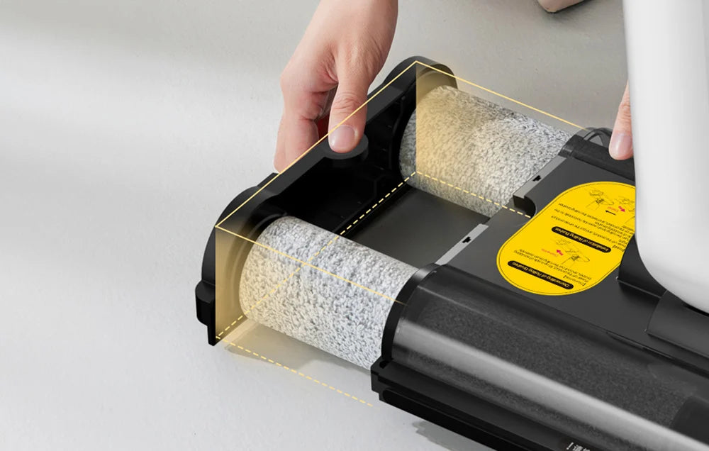 Вертикална прахосмукачка с функция за моп Deerma DEM-VX20W, 420W, Капацитет 500/600ml, IPX4, Бял