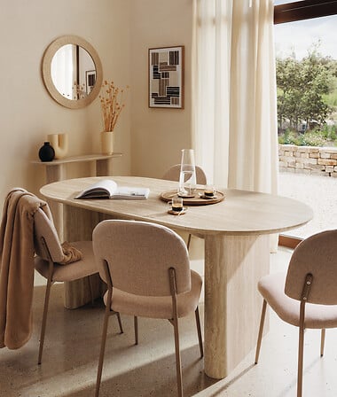 Трапезна маса atmosphera Anaya, MDF с ефект Травертин, 180x90 см