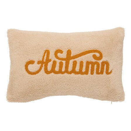 Декоративна възглавница atmosphera Automne, Шерпа с бродерия, 30x50 cm, Бяла