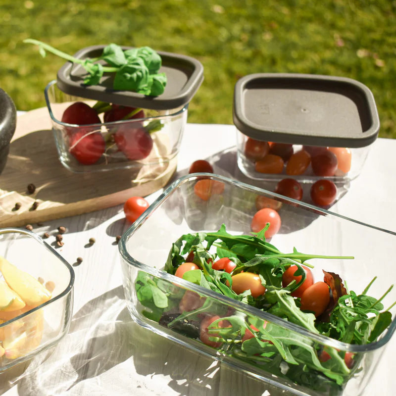 Сет от 3 стъклени кутии LAV Cube, Сив капак