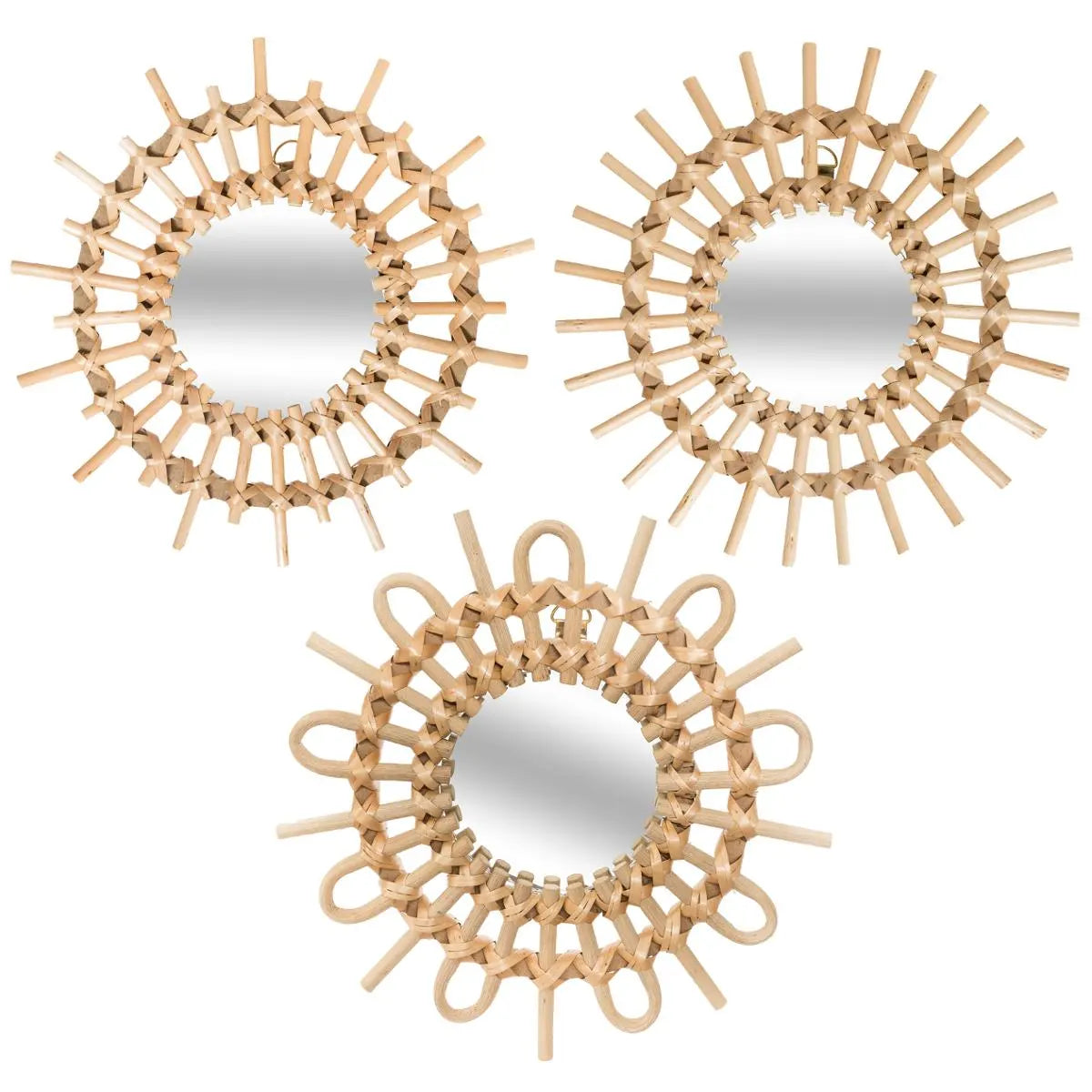 Сет огледалa atmosphera Aida, 28cm, 3бр, Ратан