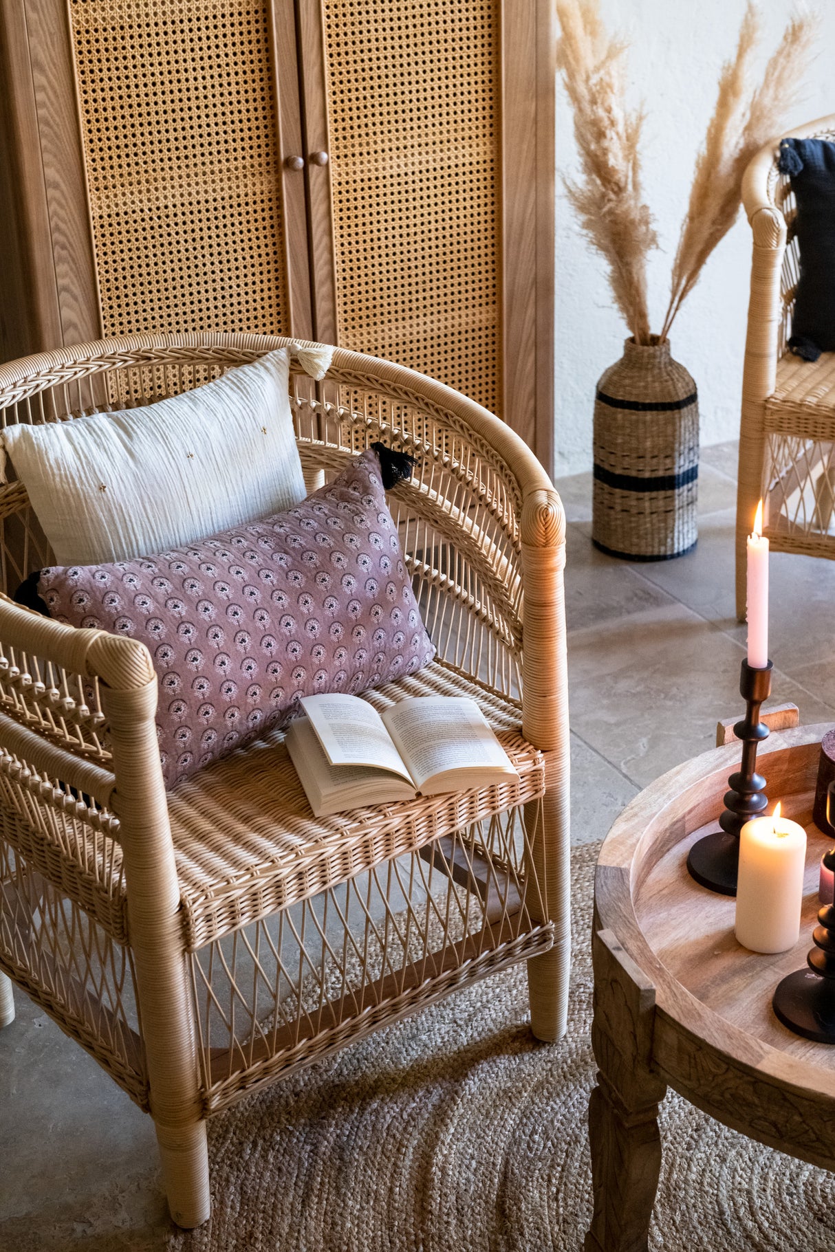 Изкуствено растение atmosphera Natural Pampa, 110см, 3бр, Бежов