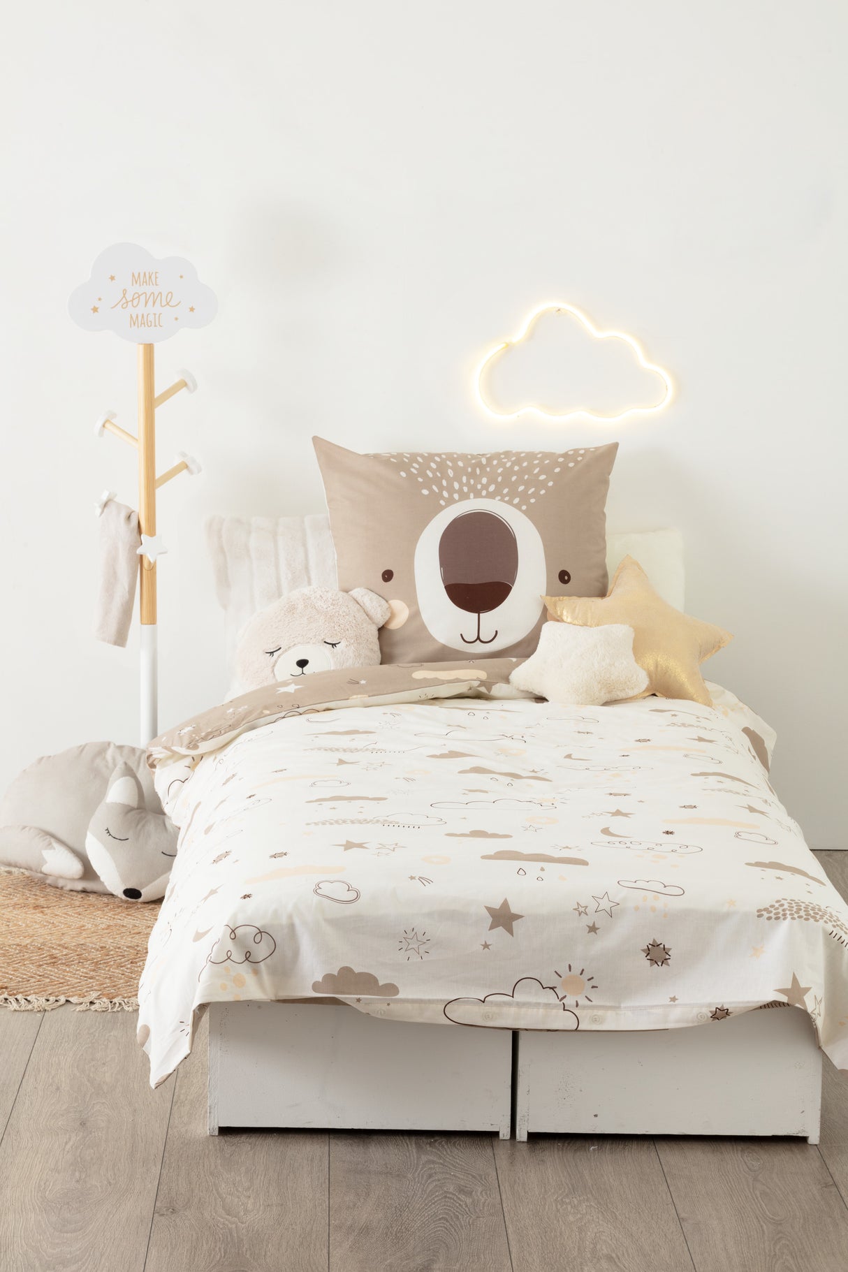 Детско двулицево спално бельо atmosphera Bear, 140x200 cm, Памук