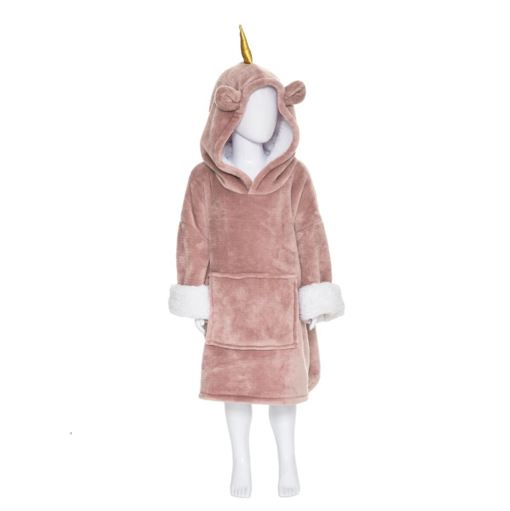 Детско одеяло с качулка atmosphera Unicorn, Розов