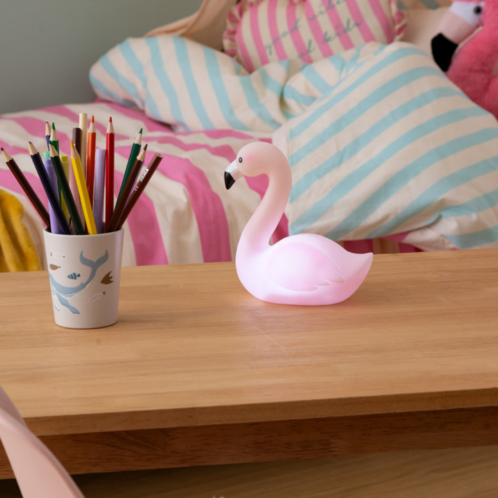Детска нощна лампа с батерии atmosphera Flamingo, 13x15 cm