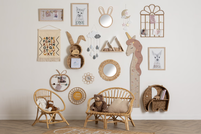 Детско огледало atmosphera Rabbit, Ратан, 37x24 cm