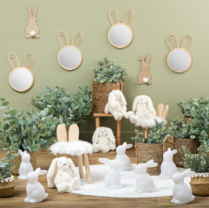 Детско огледало atmosphera Rabbit, Ратан, 37x24 cm