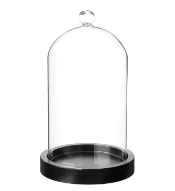 Стъклен клош с дървена основа atmosphera, 19 cm
