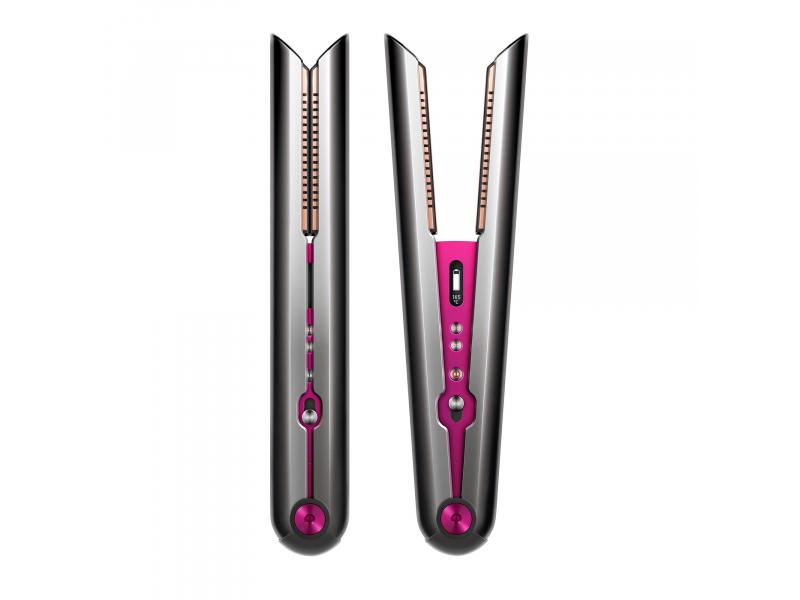 Преса за коса Dyson Corrale HS03, 3 настройки на температурата, OLED дисплей, Употреба с и без кабел, Сив/Фуксия