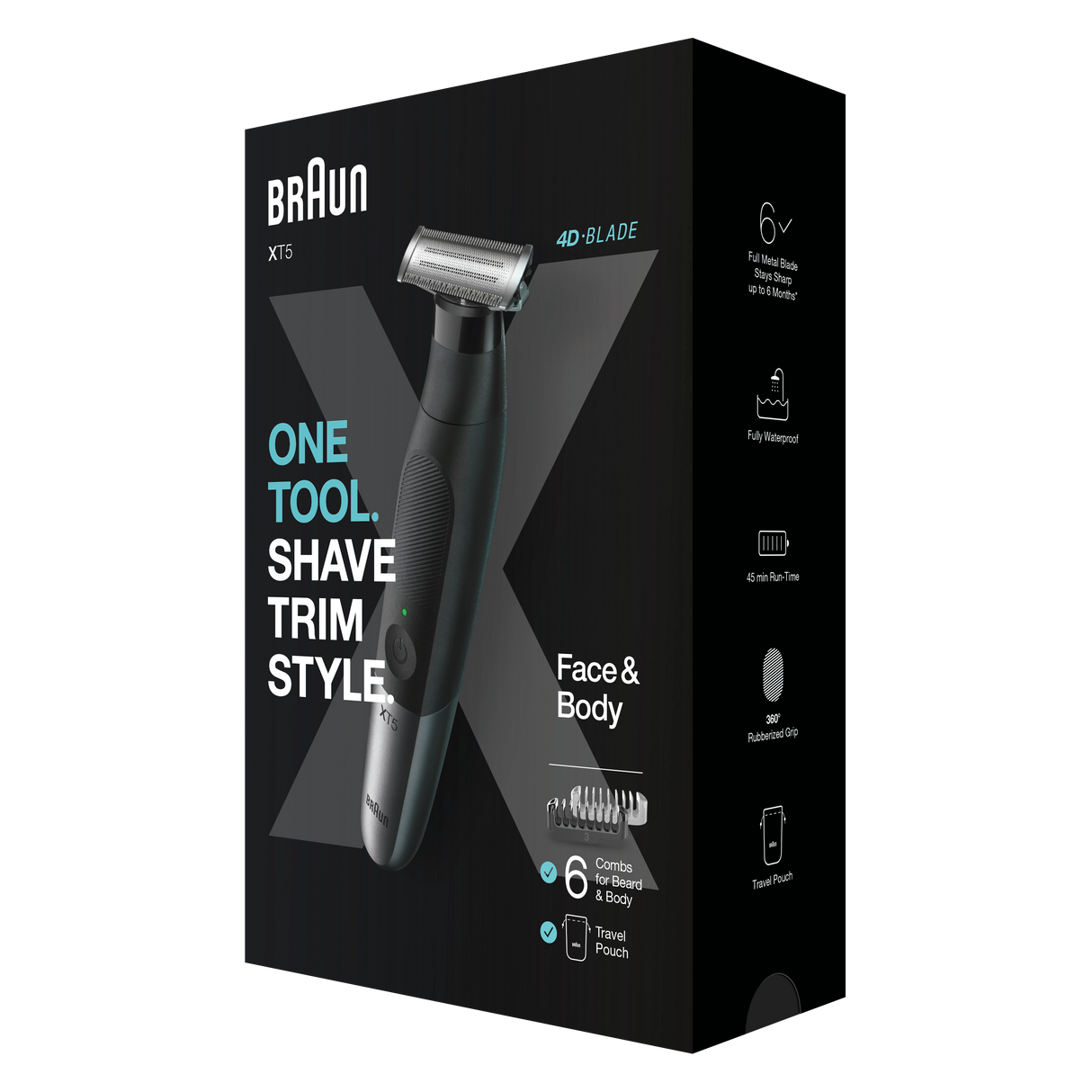 Тример за лице и тяло Braun Series XT5200, 4D стоманено острие