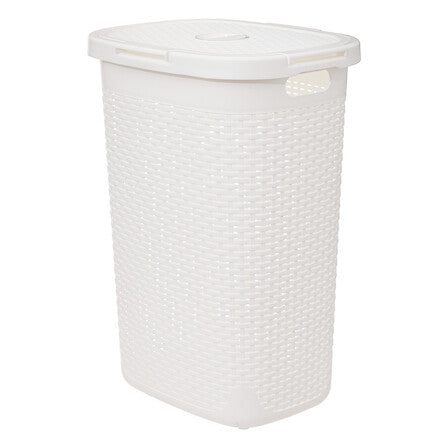 Кош за пране 5five, Ратан, 60L, Бял