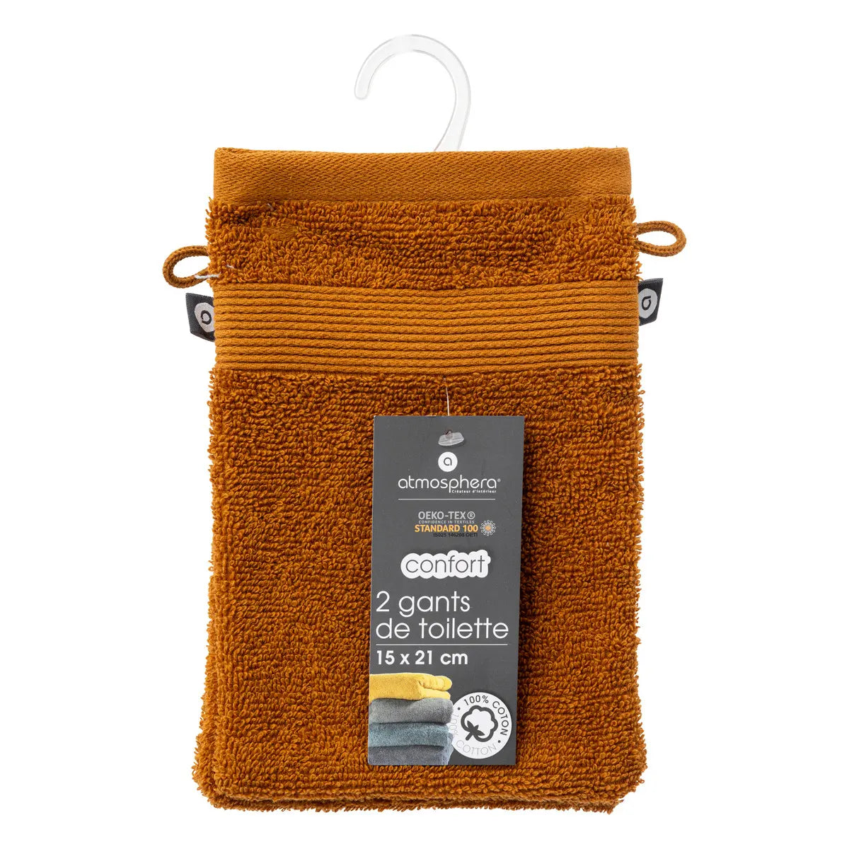 Сет ръкавици за баня atmosphera, Памук, 15x21 cm, 2 бр