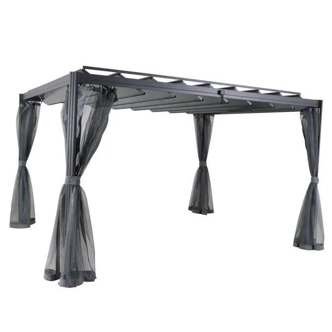 Ламелна беседка Hesperide Belize, Графит, 3.8x3 m