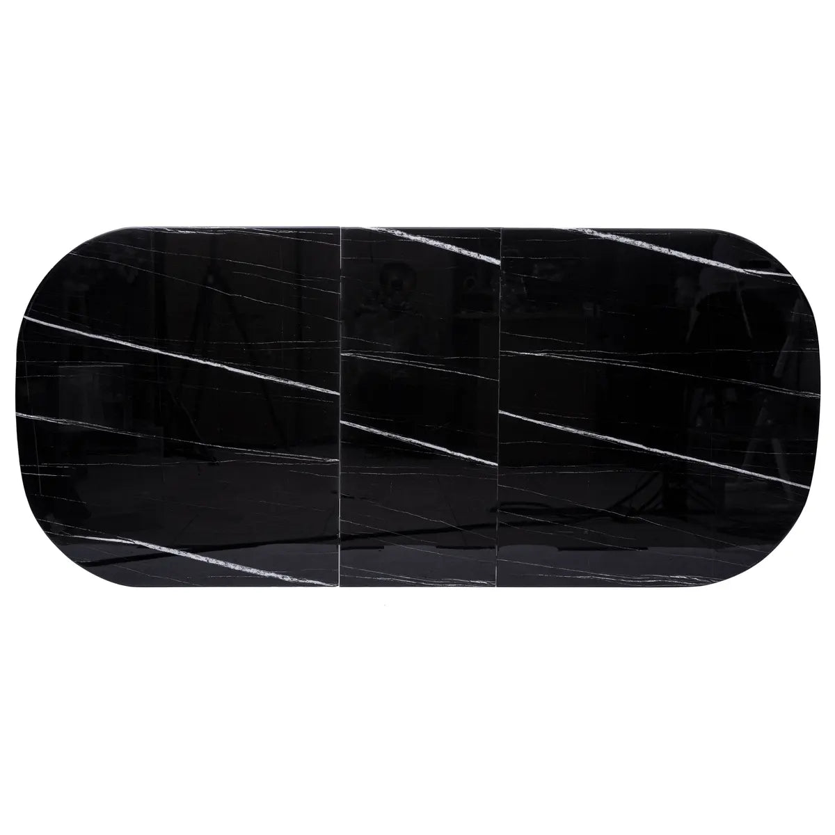 Разтегателна трапезна маса Mapu, 160-200x90 cm, Темперирано стъкло мраморен ефект