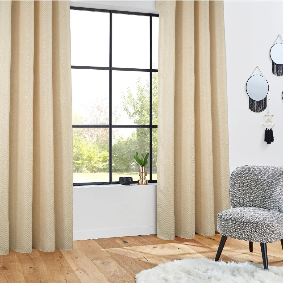 Завеса жакард atmosphera Geometric, 140x260 см, Ленен цвят