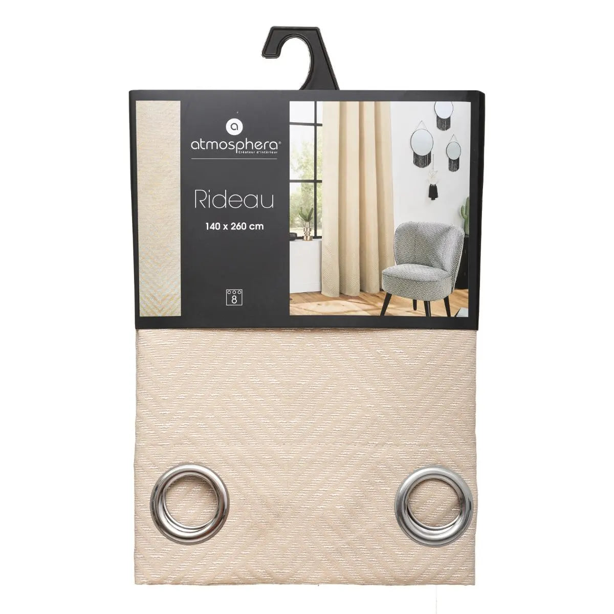 Завеса жакард atmosphera Geometric, 140x260 см, Ленен цвят