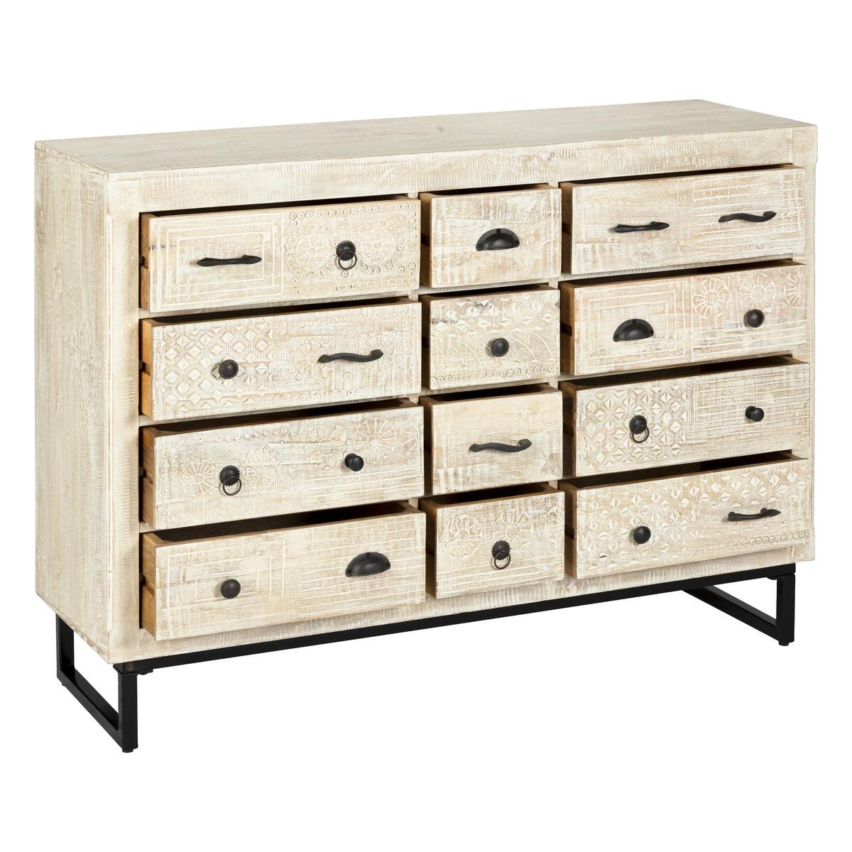 Скрин atmosphera Ajay, 12 чекмеджета, Мангово дърво