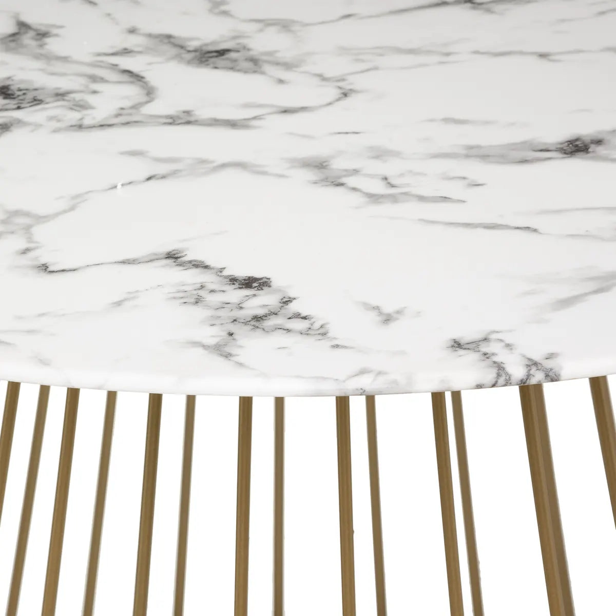 Кръгла трапезна маса Rayo, 120 cm, Темперирано стъкло мраморен ефект