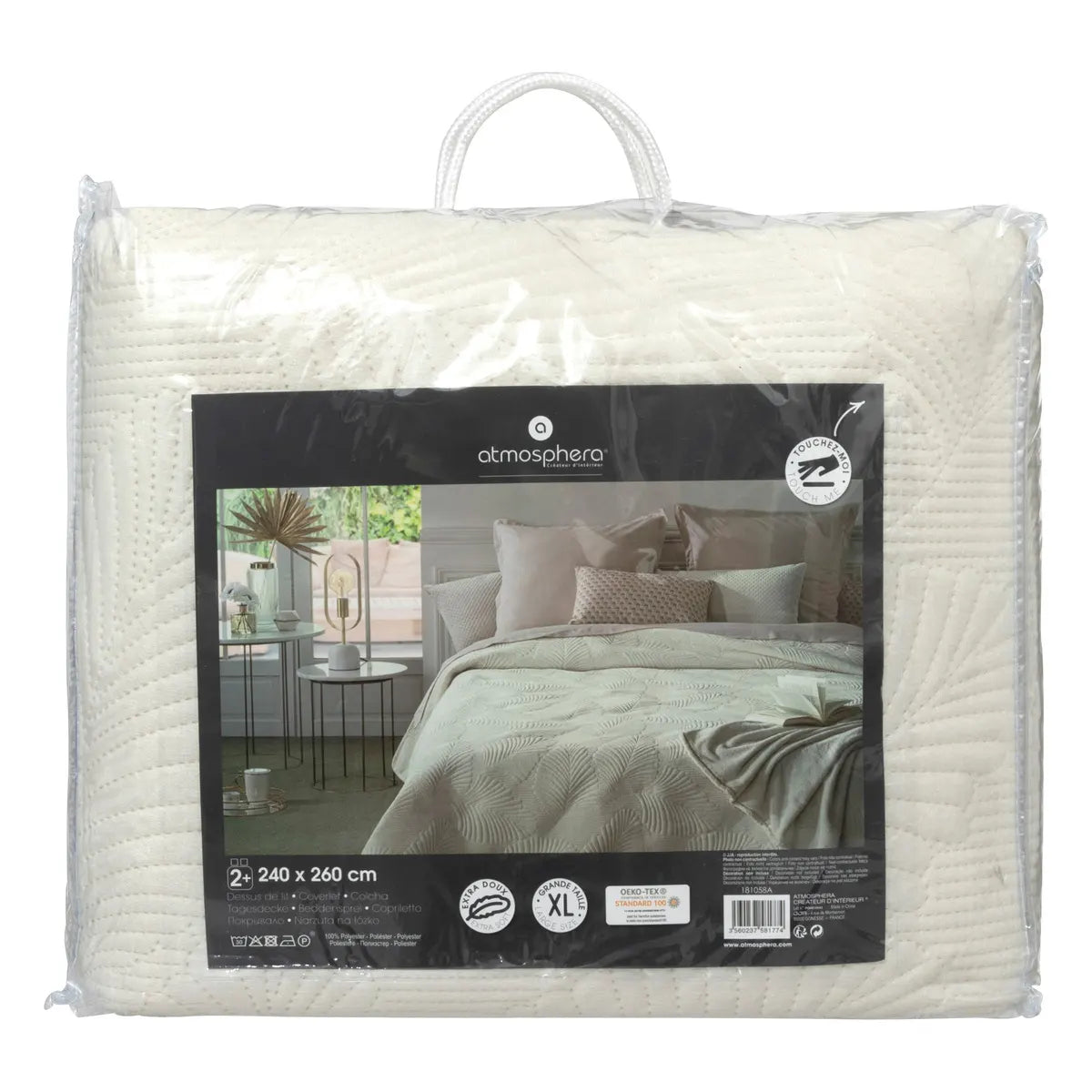 Шалте atmosphera Leaf, Велур, 240x260 cm, Слонова кост