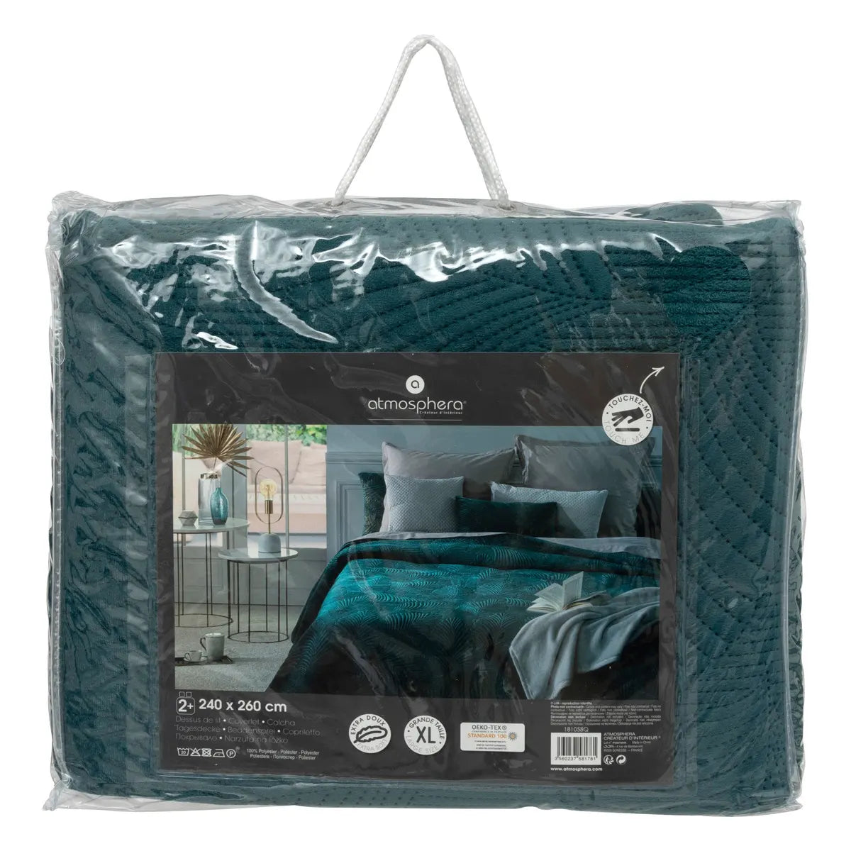 Шалте atmosphera Leaf, Велур, 240x260 cm, Тюркоаз