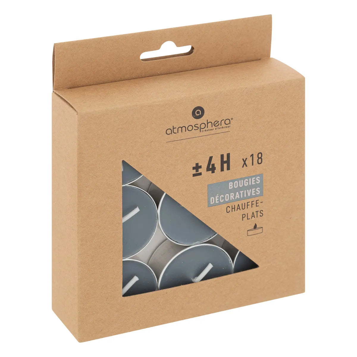 Чаени свещи без аромат atmosphera Hugo, 18 бр