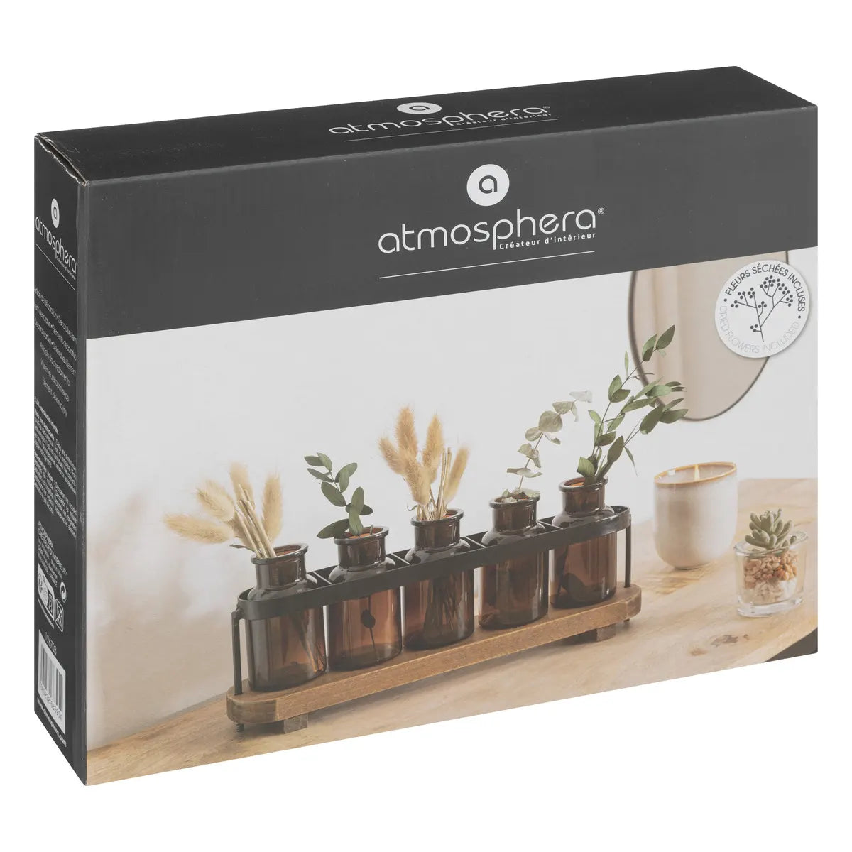 Комплект от 5 стъклени вази atmosphera Le Café Bordelais, H.34см