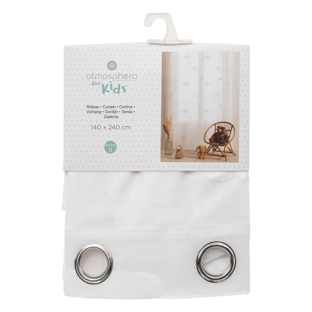 Детска прозрачна завеса atmosphera Cloud, 140x240 cm, Бял