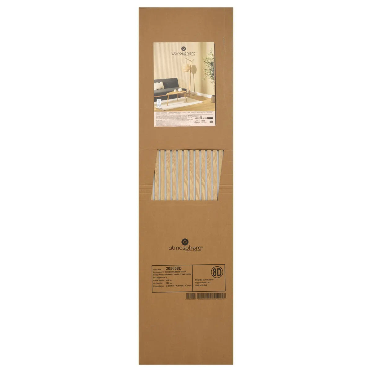 Декоративен aкустичен стенен панел Colva, 240x60 cm, MDF