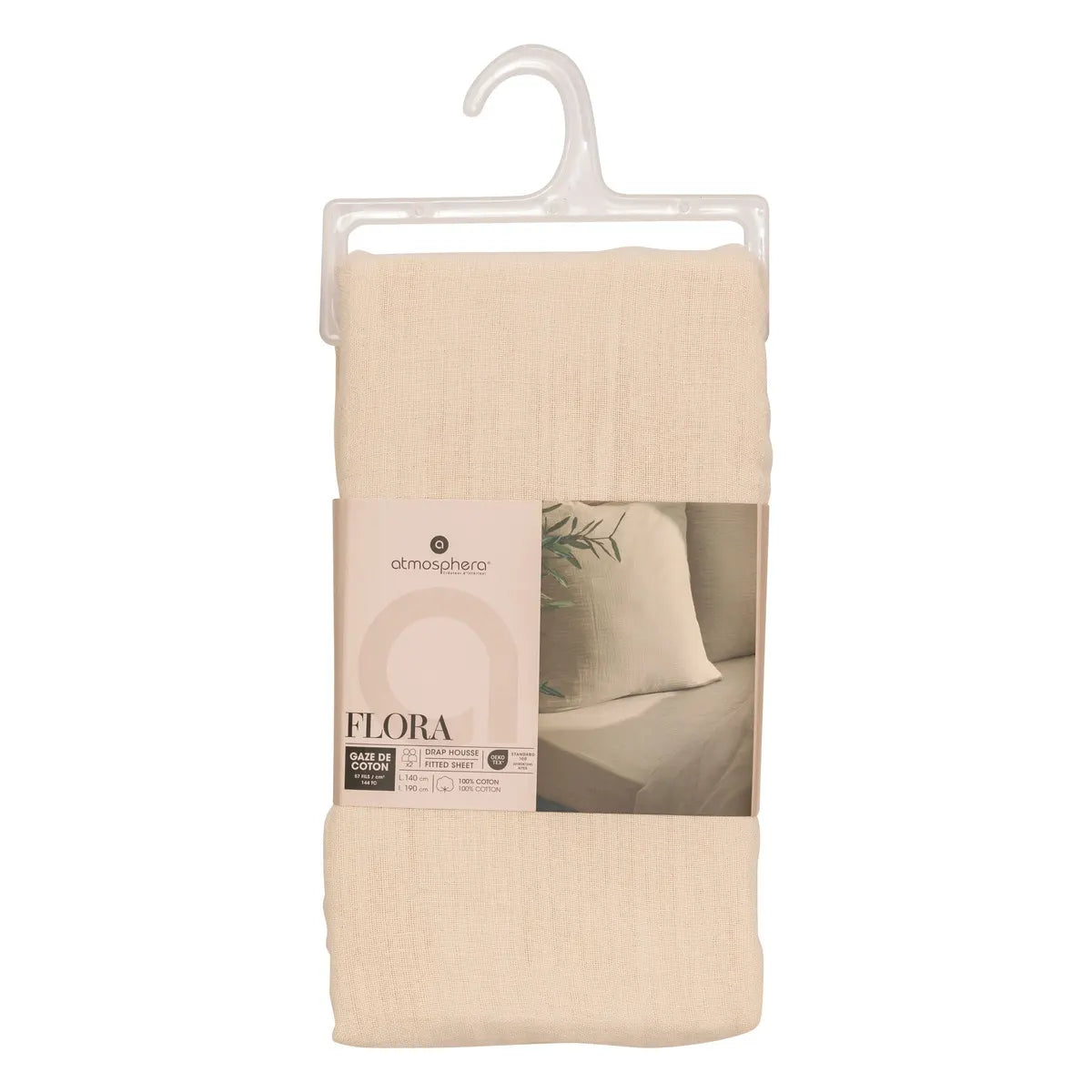 Еластичен чаршаф atmosphera Flora, 140x190 cm