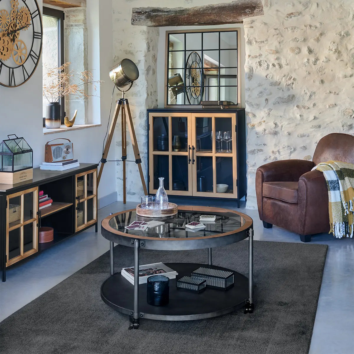 Лампион atmosphera Ebor, Метал и Дърво, Бронзов, 152 cm