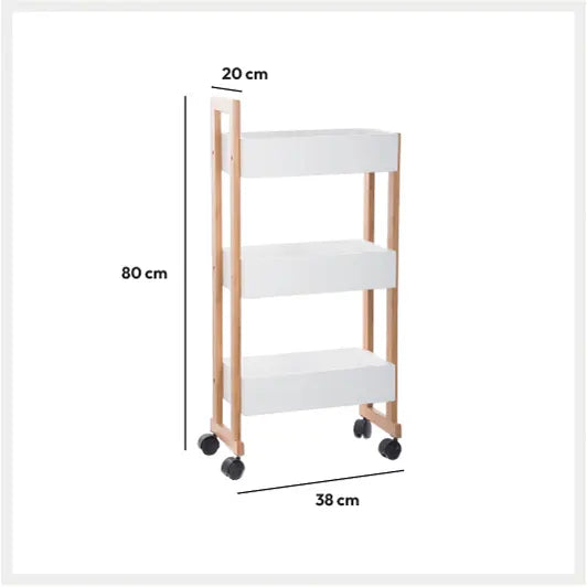 Етажерка на колела 5five Natureo, Бял, 3 нива