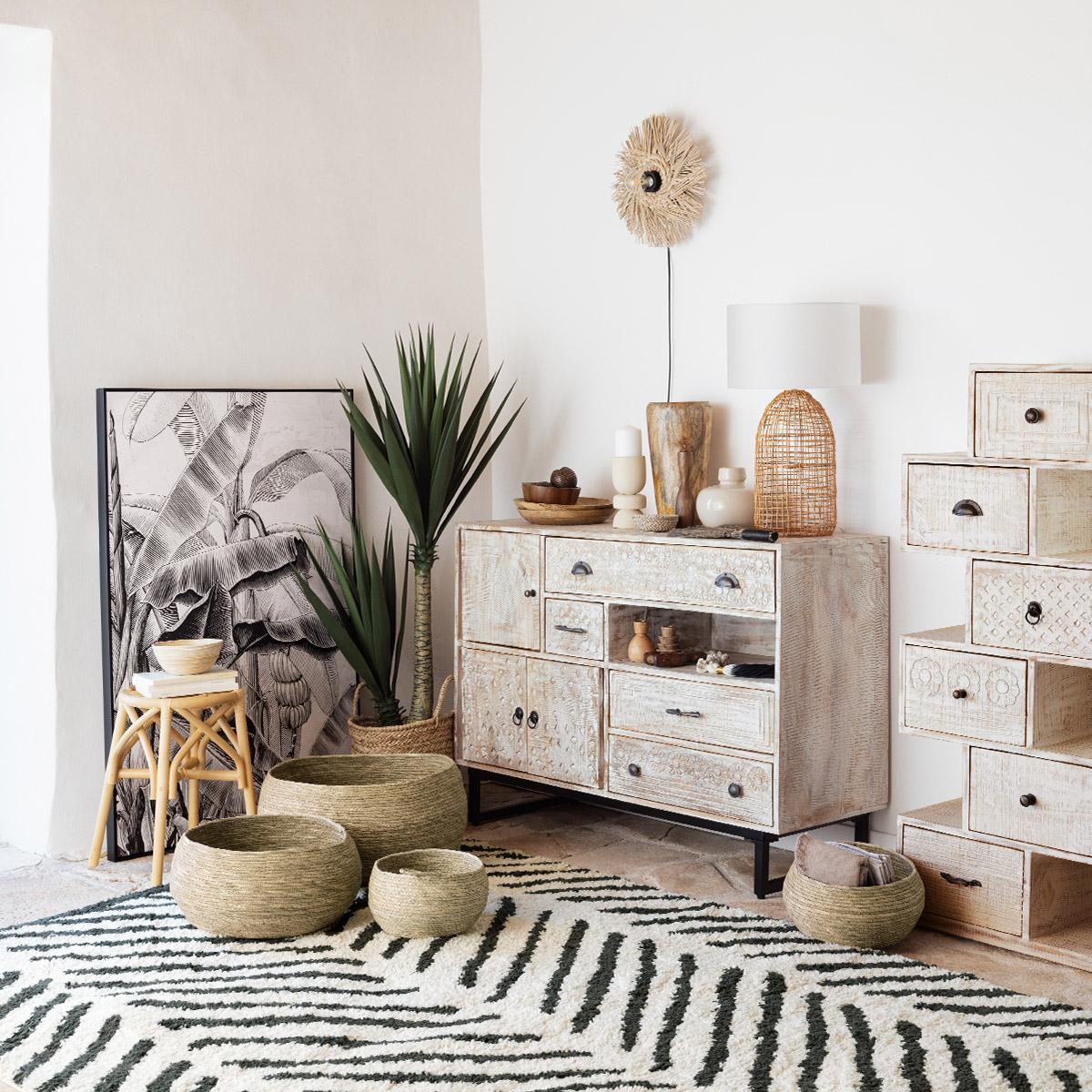 Скрин atmosphera Ajay, 6 чекмеджета, Мангово дърво