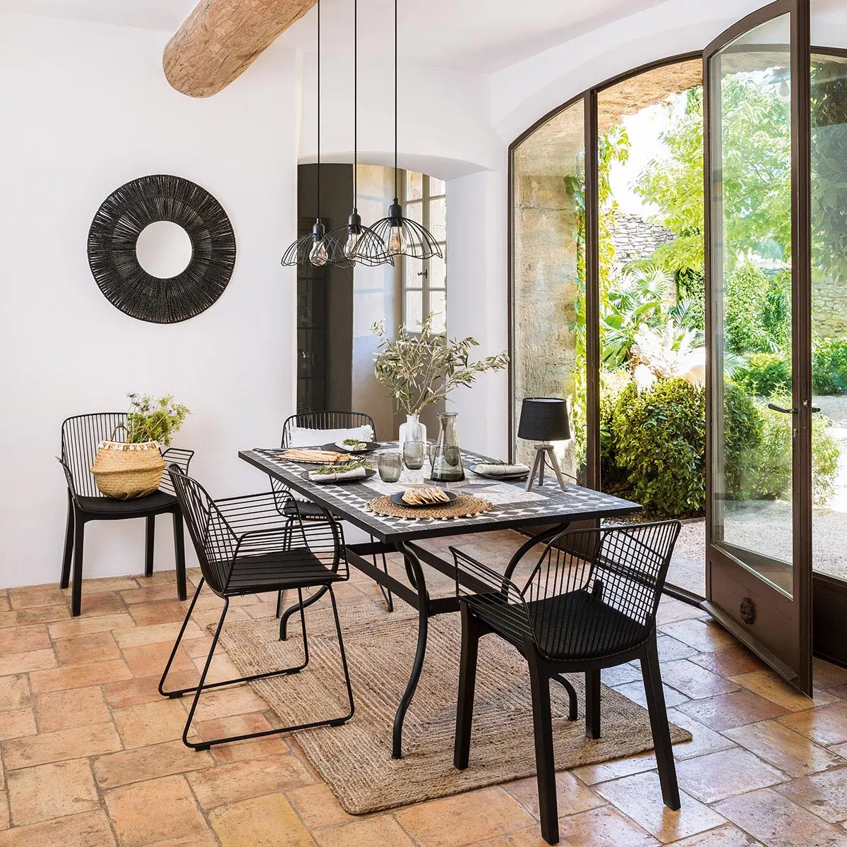 Трапезна маса Kipos, 160x90 cm, Камък мозайка