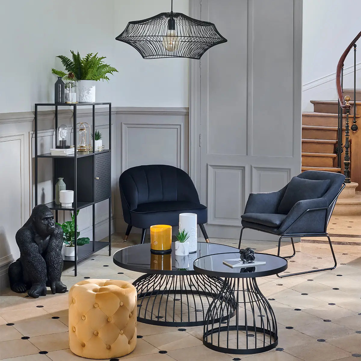 Холна маса atmosphera Kushi, 90cm, Черен