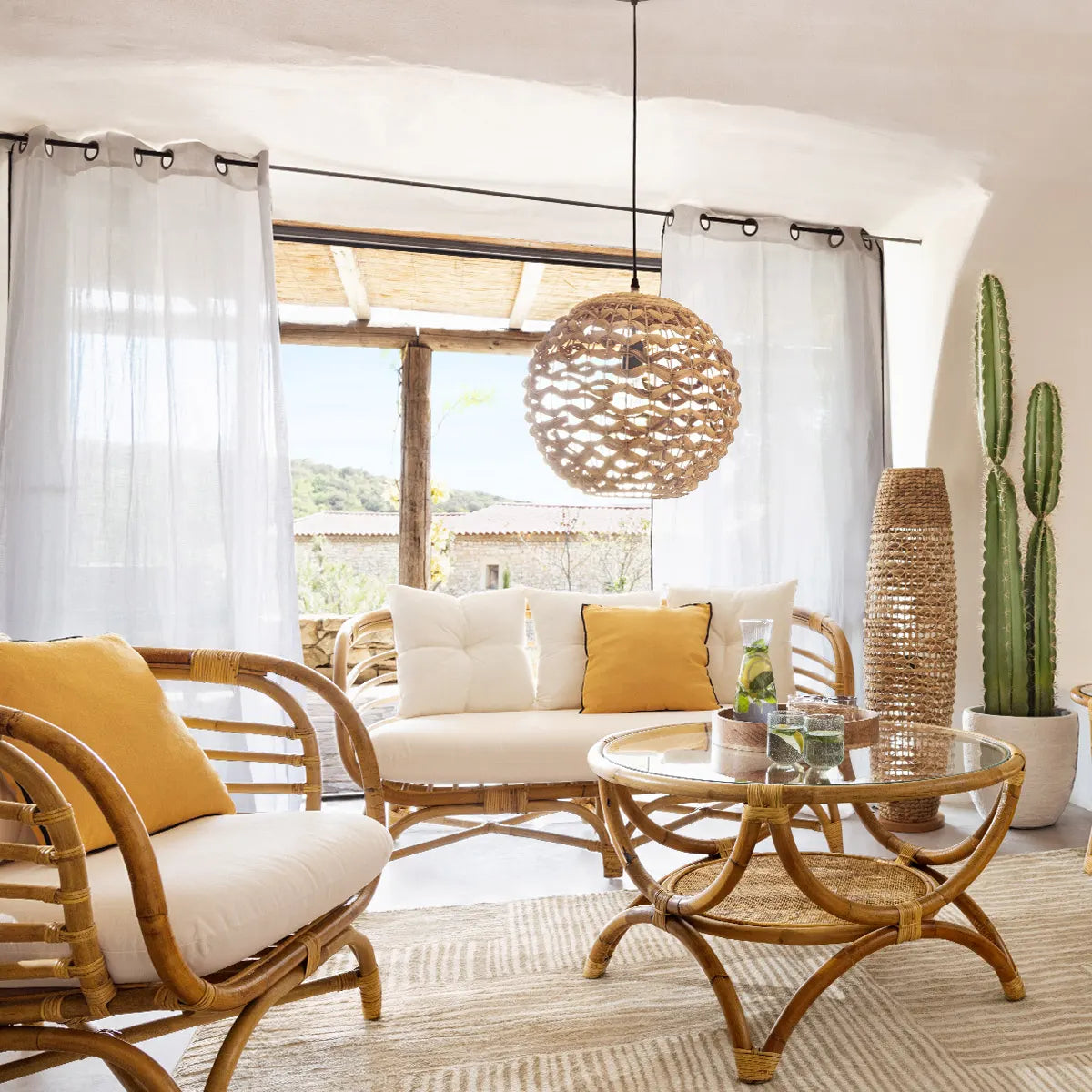 Кресло atmosphera Farah, Ратан, Бял