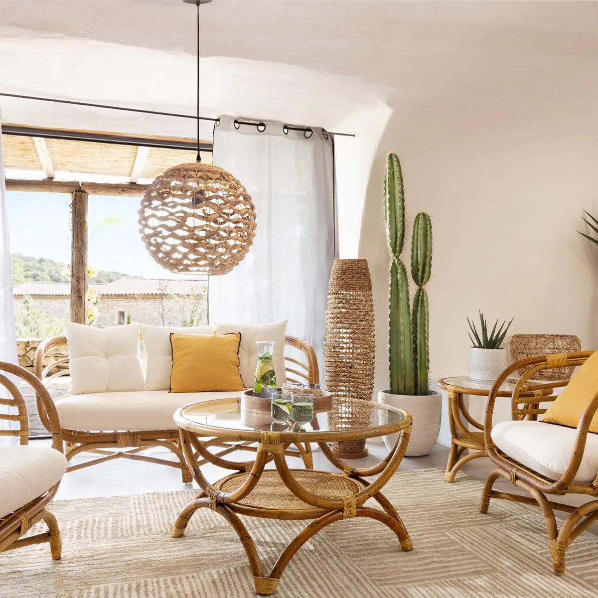 Холна маса atmosphera Farah, 90 cm, Ратан