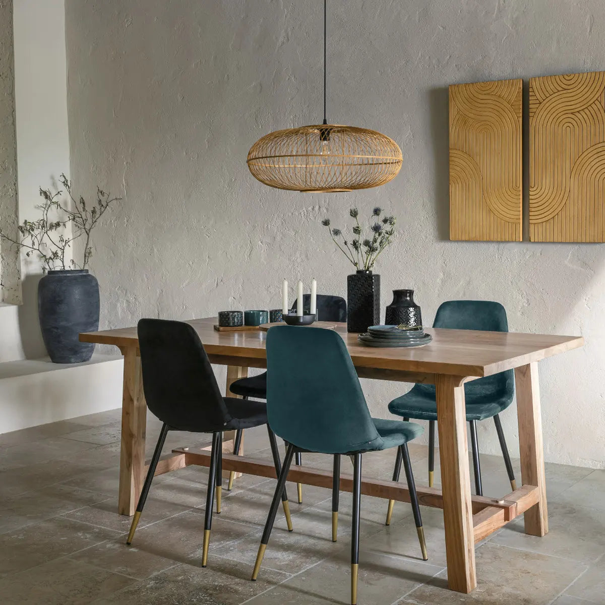 Трапезен стол atmosphera Tyka, Кадифе, Черен